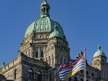 Photo of the top of Parliament Building in Victoria.