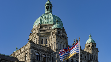 Photo of the top of Parliament Building in Victoria.