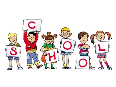 illustration of kids holding school letters